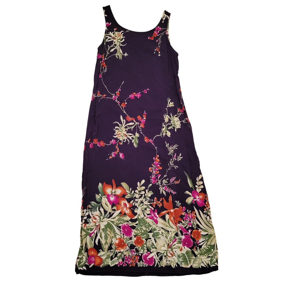 Piccalino 10P Maxi Dress Purple Floral Tropical Sleeveless Vintage Summer Beach